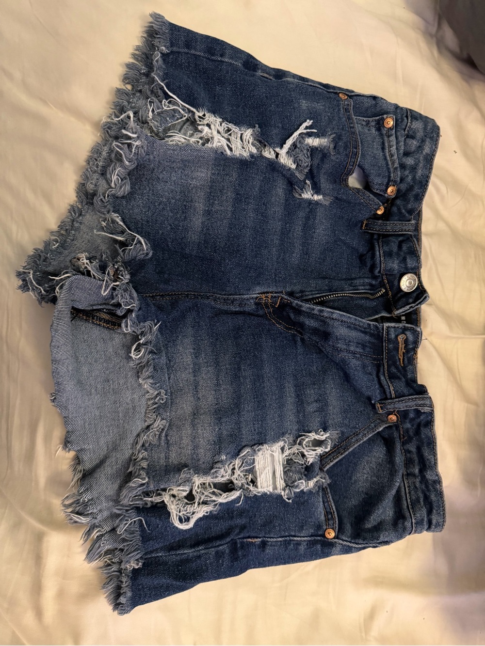 Distressed Dark Blue Denim Women's Shorts